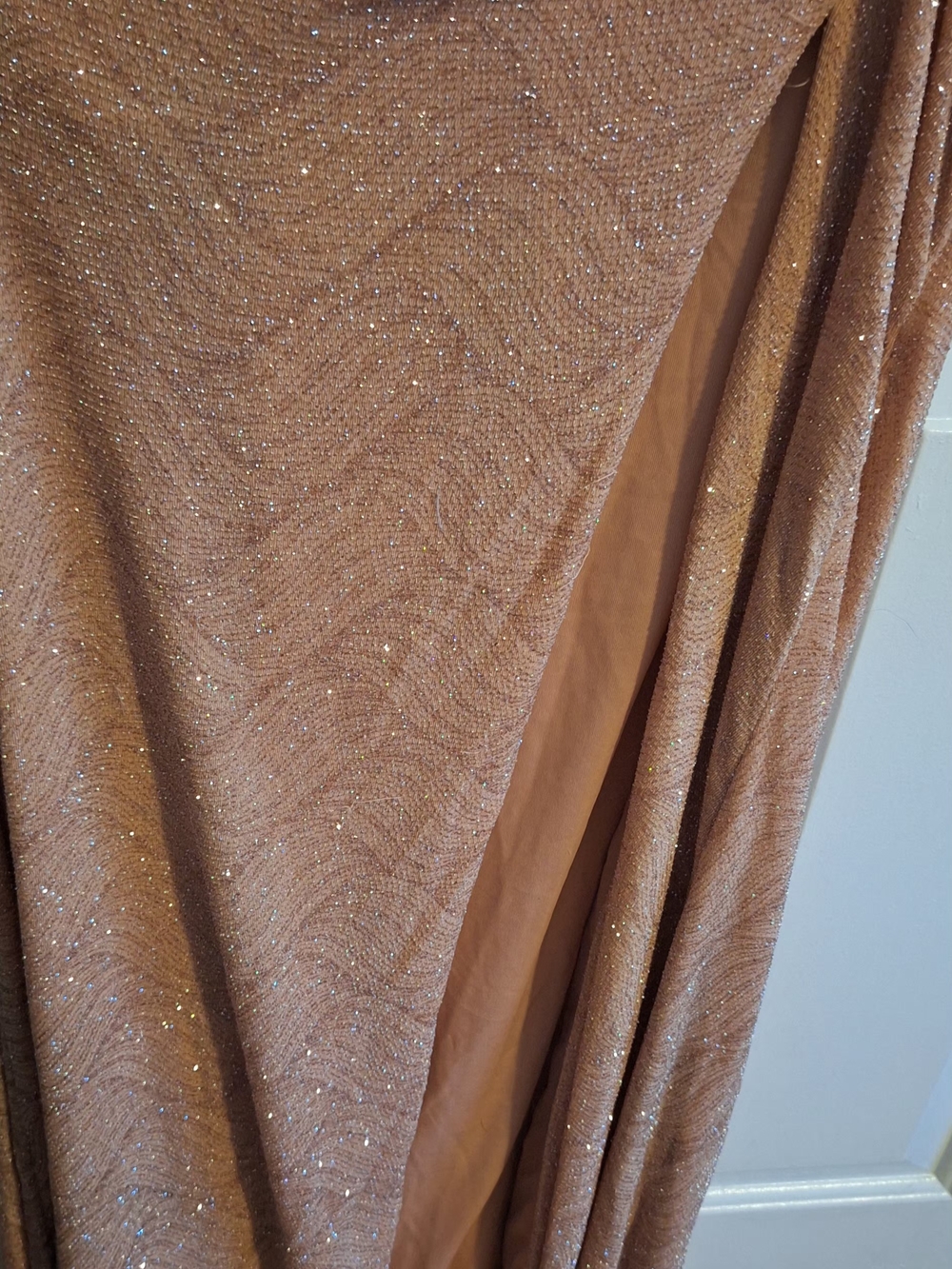 Windsor Sparkle Ruched Strappy Midi Dress in Rose Gold - Picture 4 of 10